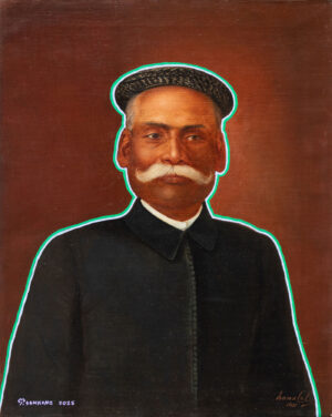 <b>Unknown Artist & Tawatchai Somkong </b><br> Two Line <br> Oil on Canvas <br>  30.1 x 24.2 Inches<br> 2025