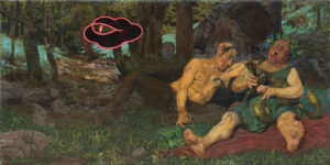 <b>Woldemar Von Reichenbach & Tawatchai Somkong </b><br> Friday's Night <br> Oil on Wood <br>  32.3 x 63.8 Inches<br> 2018