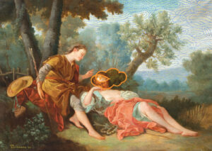 <b>Unknown Artist & Tawatchai Somkong </b><br> The Wandering Eye <br> Oil on Canvas <br> 25.3 x 36.3 Inches<br> 2022