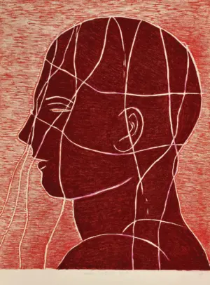 <b>Bula Bhattacharya</b><br>Inner Life<br>Handpainted Woodcut Print<br>30 x 24 Inches<br>2024