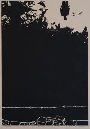 <b>Debashish Mukerjee</b><br>Mirror Land<br>Hand Painted Woodcut Print<br>39 x 24.5 Inches<br>2024