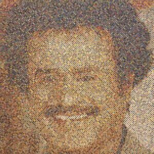 <b>Anamika.V</b><br>See Without Looking<br>News Paper on Board<br>60 x 60 x 2 Inches<br>Unknown