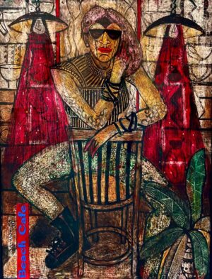 <b>A.Rajeswara Rao</b><br>Ready to shoot @Beach Cafe<br>Acrylic on Acrylic Sheet<br>36 x 48 Inches<br>Unknown