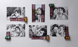 <b>Bhartti Verma</b><br>Milestone of Love<br>Film Reel Acrylic and Pen on Acid Free Paper<br>23 x 13 Inches<br>2021