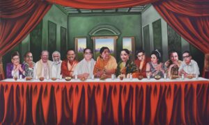 <b>Damodar Naya</b><br>Tea Party<br>Oil Colour on Canvas<br>60 x 36 Inches<br>2023