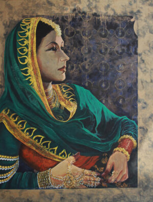<b>Debosmita Samanta</b><br>The Portrait of Sahibjaan<br>Gouache on Canvas<br>36 x 42 Inches<br>2022