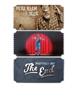 <b>Mehul Rathod</b><br>Mera Naam Joker<br>Positively Not The End<br>Pyrography, Oil Colour on Shaped Wood & Shaped Burnt Wood<br>11.5 x 5.5 (each)<br>2021
