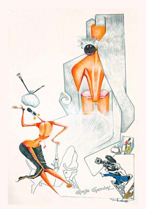 <b>Pamarthy Shankar</b><br>Gaja Gamini<br>Colored Pencil on Paper<br>23 x 16 Inches<br>Unknown