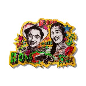 <b>Tushar Waghela</b><br>Chalti Ka Naam Gadi<br>Acrylic, Graffiti Spray on Hand Cut MDF Board<br>46 x 34 x 2 Inches<br>2022