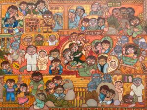 <b>Vishakha Hardikar</b><br>Sholay<br>Oil on Canvas<br>108 x 80 Inches<br>2021