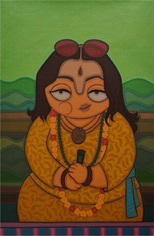 <b>Vishakha Hardikar</b><br>Dum Maro Dum<br>Acrylic on Canvas<br>24 x 36 Inches<br>2023