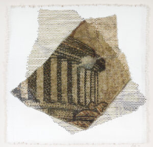 <b>Anil Majumdar</b><br>Untitled<br>Hand Woven Strips of Archival Print on Hahnemuhile, Ink and Silver Leaf<br>22 x 23 Inches<br>2022