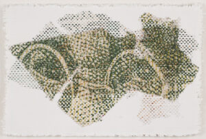 <b>Anil Majumdar</b><br>Untitled<br>Hand Woven Strips of Archival Print on Hahnemuhile, Ink and Silver Leaf<br>16 x 24 Inches<br>2023