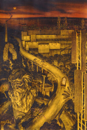 <b>David Malakar</b><br>Bisarjan -II<br>Charcoal, Crayon and Acrylic on Hotpressed Acid Free Paper<br>40 x 26.5 Inches<br>2022