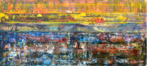 <b>Anki Bhutia</b><br>Colliding Secret World <br>Acrylic on Canvas<br> 120 x 54 Inches<br>2007