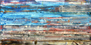 <b>Anki Bhutia</b><br>Sphere beneath the Water <br>Acrylic on Canvas<br> 120 x 60 Inches<br>2008