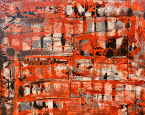 <b>Anki Bhutia</b><br>Redscape<br>Acrylic on Canvas<br> 60 x 48 Inches<br>2006