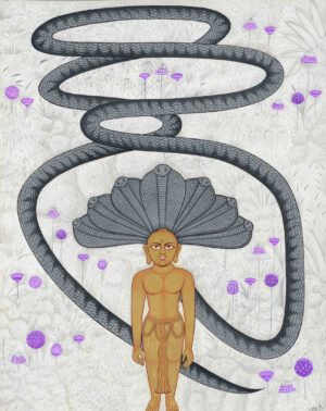 <b>Jai Khanna/b><br>Entering Shikhar Ji<br>Natural Colours on Board<br>16 x 20 Inches<br>2022