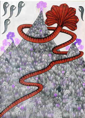 <b>Jai Khanna/b><br>Evolution of Shikarji (end)<br>Natural Colours on Cloth<br>36 x 48 Inches<br>2022