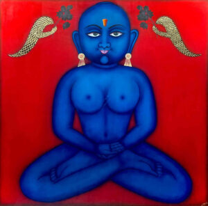 <b>Jai Khanna/b><br>Divine Offering<br>Natural Colours on Cloth<br>48 x 48 Inches<br>2022