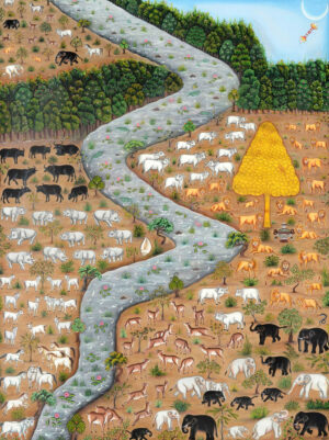 <b>Jai Khanna/b><br>The Elementary Universe<br>Natural Colours on Cloth<br>36 x 48 Inches<br>2022