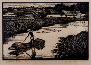 <b>Haren Das</b><br>Autumn<br>Woodcut on Paper <br> 7.1 x 9.5 Inches<br>1962