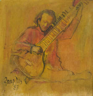 <b>Arup Das</b><br>Untitled <br> Acrylic on Canvas<br> 10 x 10 Inches<br>1987