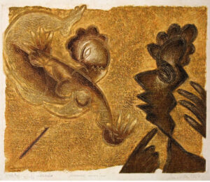 <b>Sanat Kar </b><br> Dreamer Series One <br> Wood Intaglio on Paper <br> 23 x 18.5 Inches (Print Area)<br> 13 x 22 Inches (Page Size) <br>1984 <br> Limited Edition of 2 out of 10