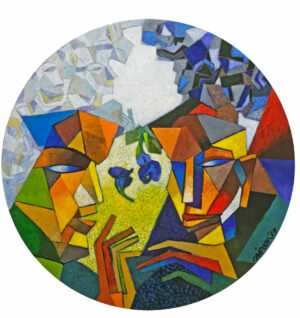<b>Niren Sengupta </b><br> Untitled <br> Acrylic on Canvas <br> 24 Inches Diameter <br>2019