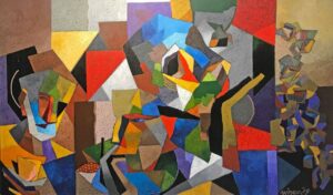 <b>Niren Sengupta </b><br> Ancestor-II <br> Oil on Canvas <br> 60 x 36 Inches <br>2019