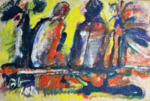 <b>Reba Hore/b><br>Figures <br>Powder Pigment on Board<br>14 x 21 Inches<br>1998