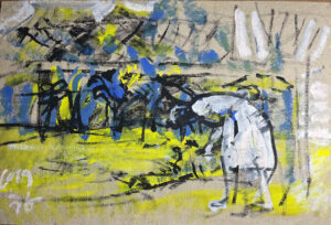 <b>Reba Hore/b><br>Garden-II <br>Powder Pigment on Board<br>14 x 21 Inches<br>1998