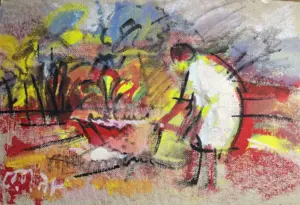 <b>Reba Hore</b><br>Garden<br>Powder Pigment on Board<br>14 x 21 Inches<br>1998