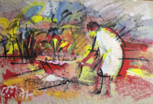 <b>Reba Hore/b><br>Garden<br>Powder Pigment on Board<br>14 x 21 Inches<br>1998