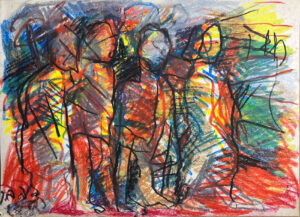 <b>Reba Hore/b><br>Moving Group<br>Pastel on Paper<br>10.5 x 14.5 Inches<br>1999