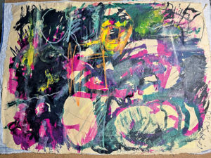 <b>Reba Hore/b><br>Untitled<br>Powder Pigment on Paper pasted on cloth<br>16 x 22 Inches<br>1991