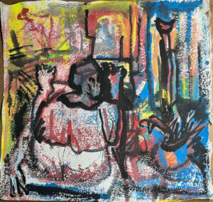 <b>Reba Hore/b><br>Untitled<br>Powder Pigment pasted on Pulp Paper<br>18 x 18.5 Inches<br>1999