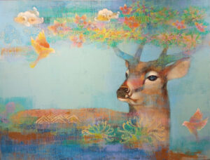 <b> Shampa Sircar Das </b><br>Mriga Series <br>Acrylic on Canvas <br> 36 x 48 Inches<br>2023