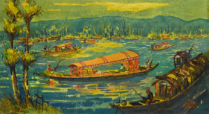 <b>P.Surendranath </b><br>Dal Lake Kashmir <br>Watercolour on Paper <br> 12 x 22 Inches<br>1948