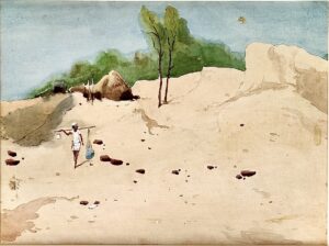 <b>Paresh Maity</b><br>Daily Chores <br>Watercolour on Paper <br> 20 x 27 Inches<br>1981