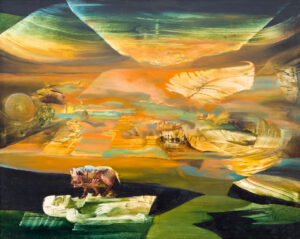 <b>Sam Adaikalay Swamy </b><br>Untitled<br>Casein on Canvas <br> 35.5 x 44.5 Inches<br>2023