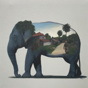 <b>Dushyant Patel </b><br>Elephant Series <br>Acrylic and Oil on Canvas <br> 24 x 24 Inches<br>2024