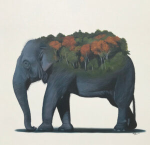 <b>Dushyant Patel </b><br>Elephant Series <br>Acrylic and Oil on Canvas <br> 24 x 24 Inches<br>2024