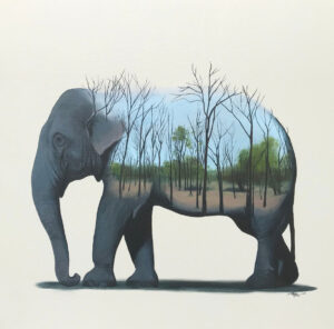 <b>Dushyant Patel </b><br>Elephant Series <br>Acrylic and Oil on Canvas <br> 24 x 24 Inches<br>2024