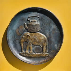 <b>Dushyant Patel </b><br>Elephant Series <br>Brass on HDF Board <br> 20 Inches Diameter <br>2025