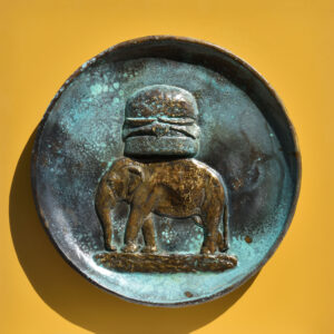 <b>Dushyant Patel </b><br>Elephant Series <br>Brass on HDF Board <br> 20 Inches Diameter <br>2025