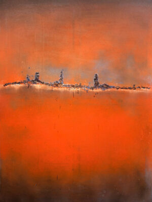 <b>Narayan Lakshman </b><br>Lux Vivida <br>Acrylic  and Wax on Canvas <br> 48 x 36  Inches<br>2025