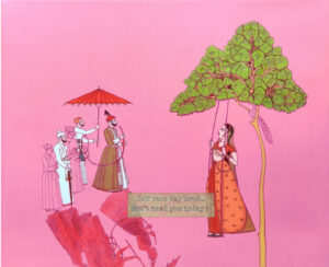 <b>Mainaz Bano </b><br>Self Care Day Bruh?Don't Need You Today <br>Acrylic on Canvas <br>12 x 15 Inches<br>Unknown