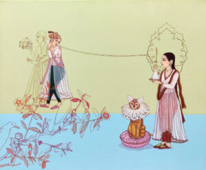 <b>Mainaz Bano </b><br>Kids at School Science Fair <br>Acrylic on Canvas <br>12 x 15 Inches<br>Unknown