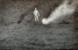 <b>Chandra Bhattacharjee </b><br>Untitled <br> Night Forest Series<br>Acrylic on Paper <br> 8 x 12 Inches<br>Unknown